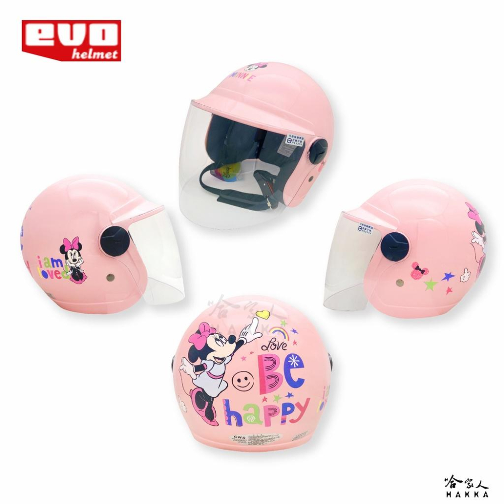 EVO 米妮 兒童安全帽 贈鏡片 台灣製造 機車安全帽 Minnie 米奇 卡通 兒童帽 迪士尼 米老鼠 哈家人-細節圖2