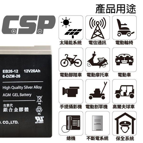 ZEBRA 12V 26Ah 銀合金膠體電池 4入組 含發票 贈連接線 6-DZM-26 電動車 高爾夫球車 哈家人-細節圖8