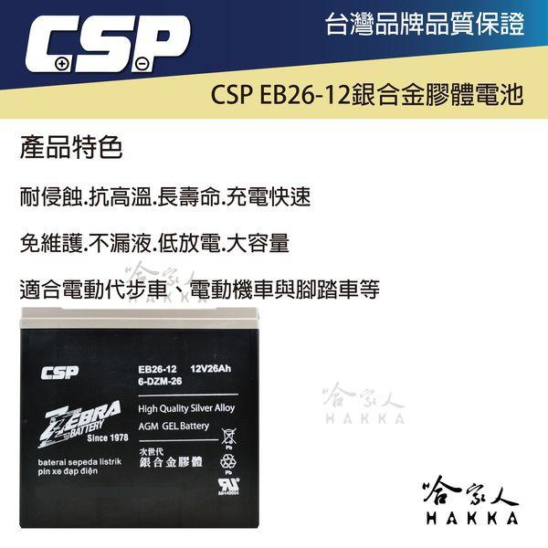 ZEBRA 12V 26Ah 銀合金膠體電池 6-DZM-26 電動車 割草機 農業電池 高爾夫球車 哈家人-細節圖2