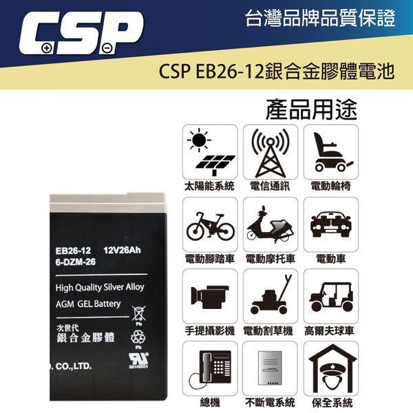 ZEBRA 12V 26Ah 銀合金膠體電池 6-DZM-26 電動車 割草機 農業電池 高爾夫球車 哈家人-細節圖3