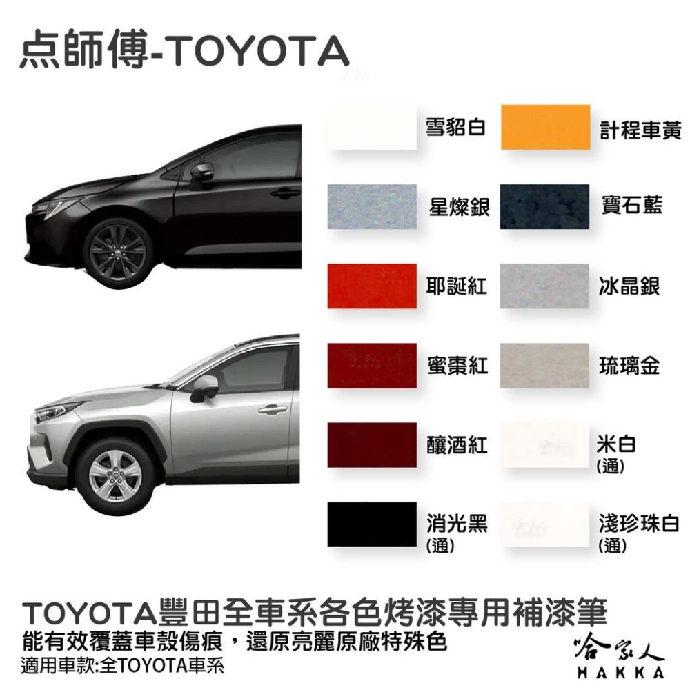 原色 TOYOTA 豐田 專用補漆筆 點漆筆 CAMRY RAV4 ALTIS 雲河灰 檀木黑 雪貂白 汽車補漆筆 哈家-細節圖2