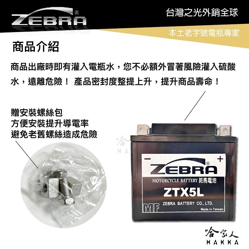 ZEBRA ZTX5L 機車電池 免加水 台灣製造 摩托車電池 GTX5L-BS YTX5L-BS 5號電池 電瓶 哈家-細節圖3