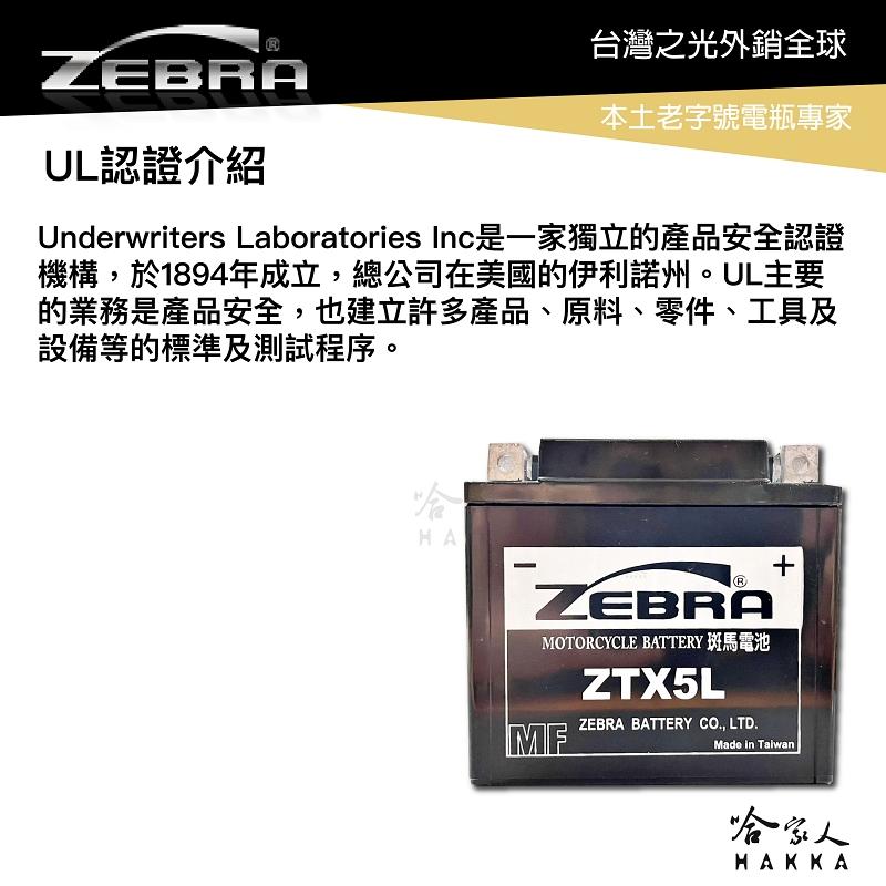 ZEBRA ZTX5L 機車電池 免加水 台灣製造 摩托車電池 GTX5L-BS YTX5L-BS 5號電池 電瓶 哈家-細節圖4