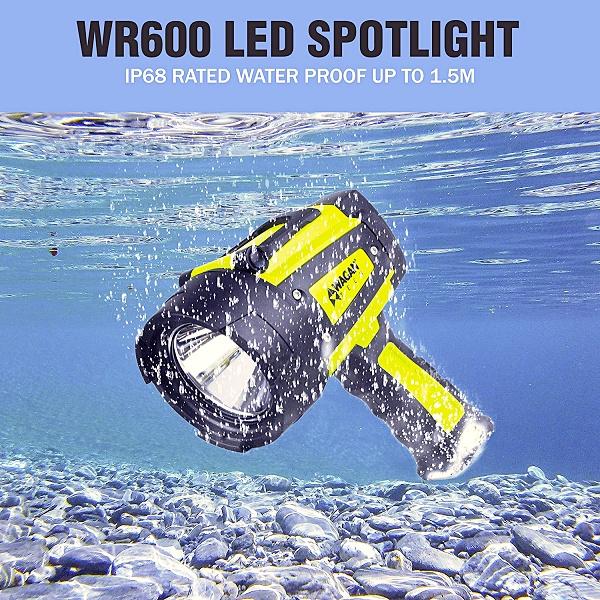 WAGAN 防水 LED手電筒 WR600 手持式 IP68 600流明 充電式 探照燈 戶外燈 打獵 燈山 哈家人-細節圖5