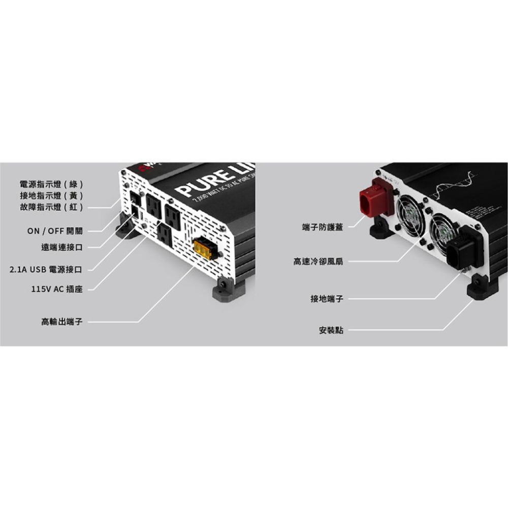 WAGAN 純正弦波電源轉換器 3000W 24V轉110V 過載保護 DC 轉 AC 直流 轉 交流 哈家人-細節圖8