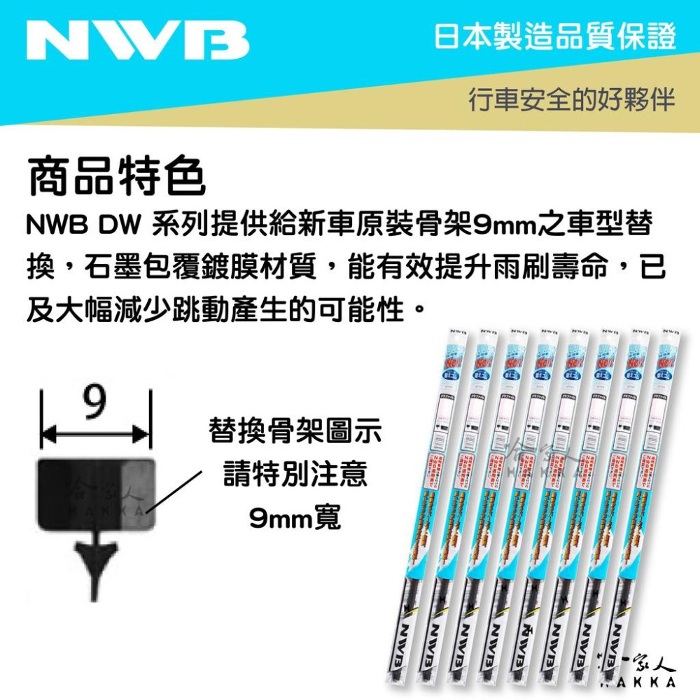 NWB DW 雨刷膠條 日本原裝 9mm 三節式軟骨雨刷替換膠條 NU NS 空力雨刷膠條 石墨鍍膜 哈家人-細節圖2