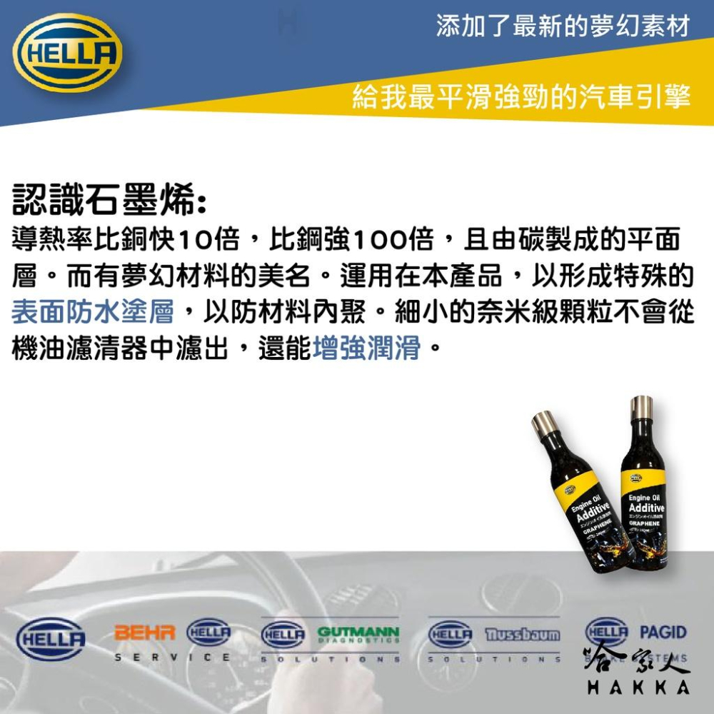 Hella Graphene 石墨烯機油添加劑 引擎修復油精 減少噪音 修復汽缸內壁 機油精 提升馬力 ESTER 酯類-細節圖2