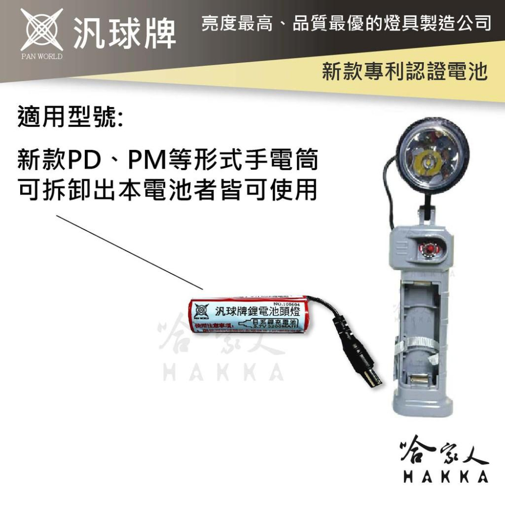 汎球牌  3D03 3D04 6D04 PD300 LED 頭燈 12V 3.7V 專用電池 哈家人-細節圖3