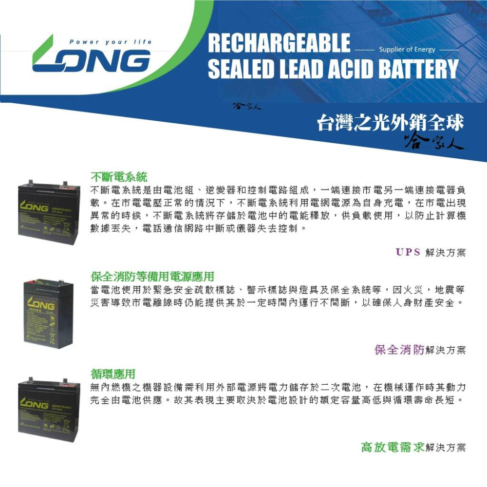 LONG 廣隆光電 WP15-12 NP 12V 15Ah UPS 不斷電系統 電動車 玩具車 電池 密閉式電池 哈家人-細節圖3