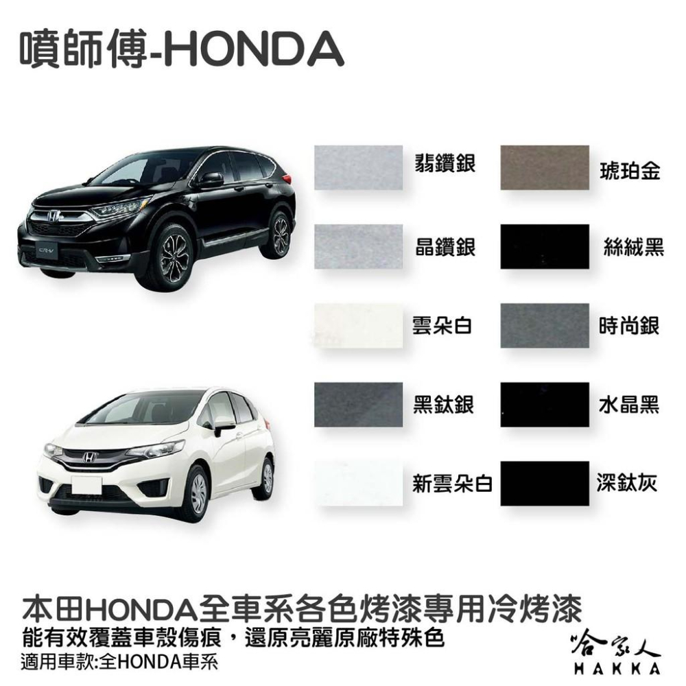 噴師傅 HONDA 本田 專用冷烤漆 贈專用刷具 點漆筆 CRV FIT CIVIC 黑 深鈦灰 汽車補漆筆 烤漆 噴漆-細節圖2