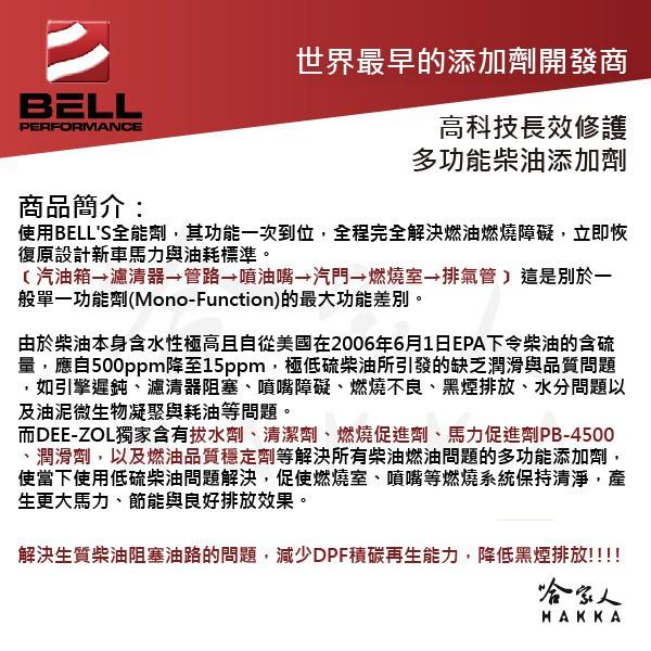 美國BELL 全效多功能柴油添加劑 新包裝 除碳 驗車神器 DEE-ZOL 改善油耗 去除積碳 柴油精 哈家人-細節圖4