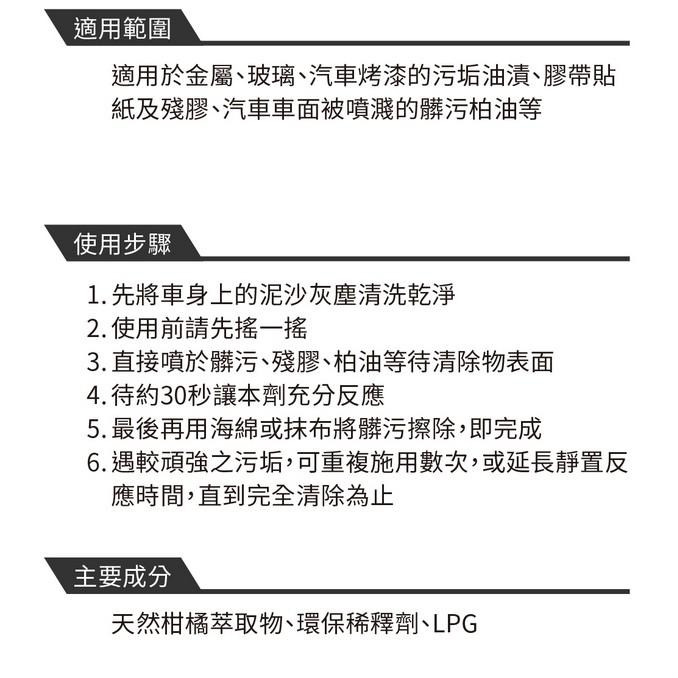 【 黑珍珠 】柏油殘膠去污劑 柏油去除劑 植物性環保配方 車身清潔劑 擋風玻璃 去柏油 柏油清洗劑 450ml 哈家人-細節圖3