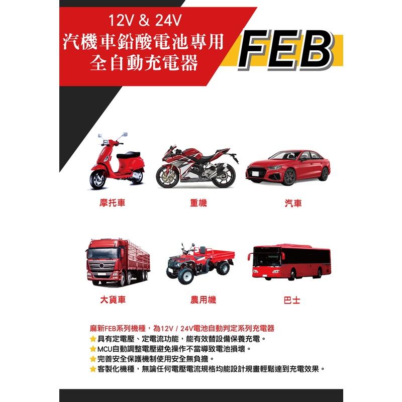 【 麻新電子 】 FEB 12/24 15 全自動 12v 24v 電池 充電器 15A 可充 210AH電瓶 哈家人-細節圖2