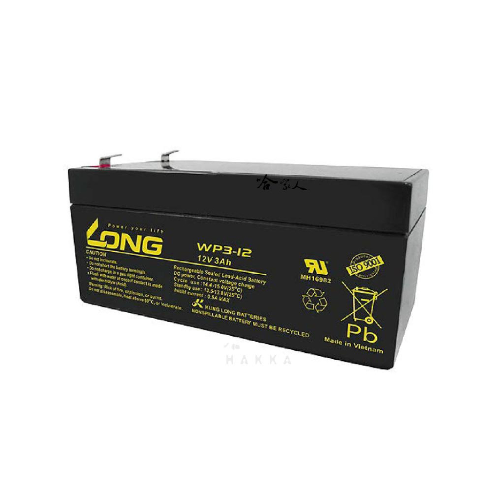 【LONG廣隆光電】WP 3-12 NP 12V 3Ah 不斷電系統 密閉式電池  UPS E12V3 消防 哈家人-細節圖2