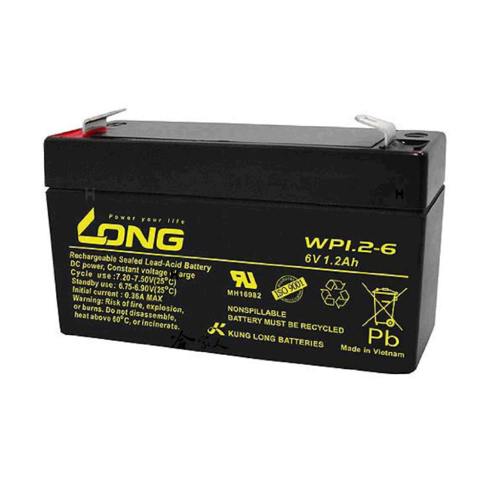 LONG廣隆光電 WP 1.2-6 NP  6V 1.2AH UPS 不斷電 監視器 UPS 密閉式電池 照明 哈家人-細節圖2