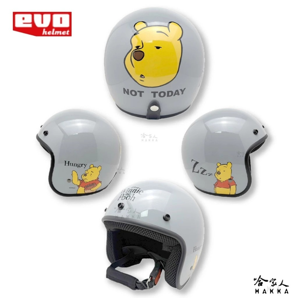 EVO 厭世維尼 安全帽 迪士尼正版授權 3/4 罩復古騎士帽 復古帽 小熊維尼 維尼 機車安全帽 台灣製造 哈家人-細節圖2