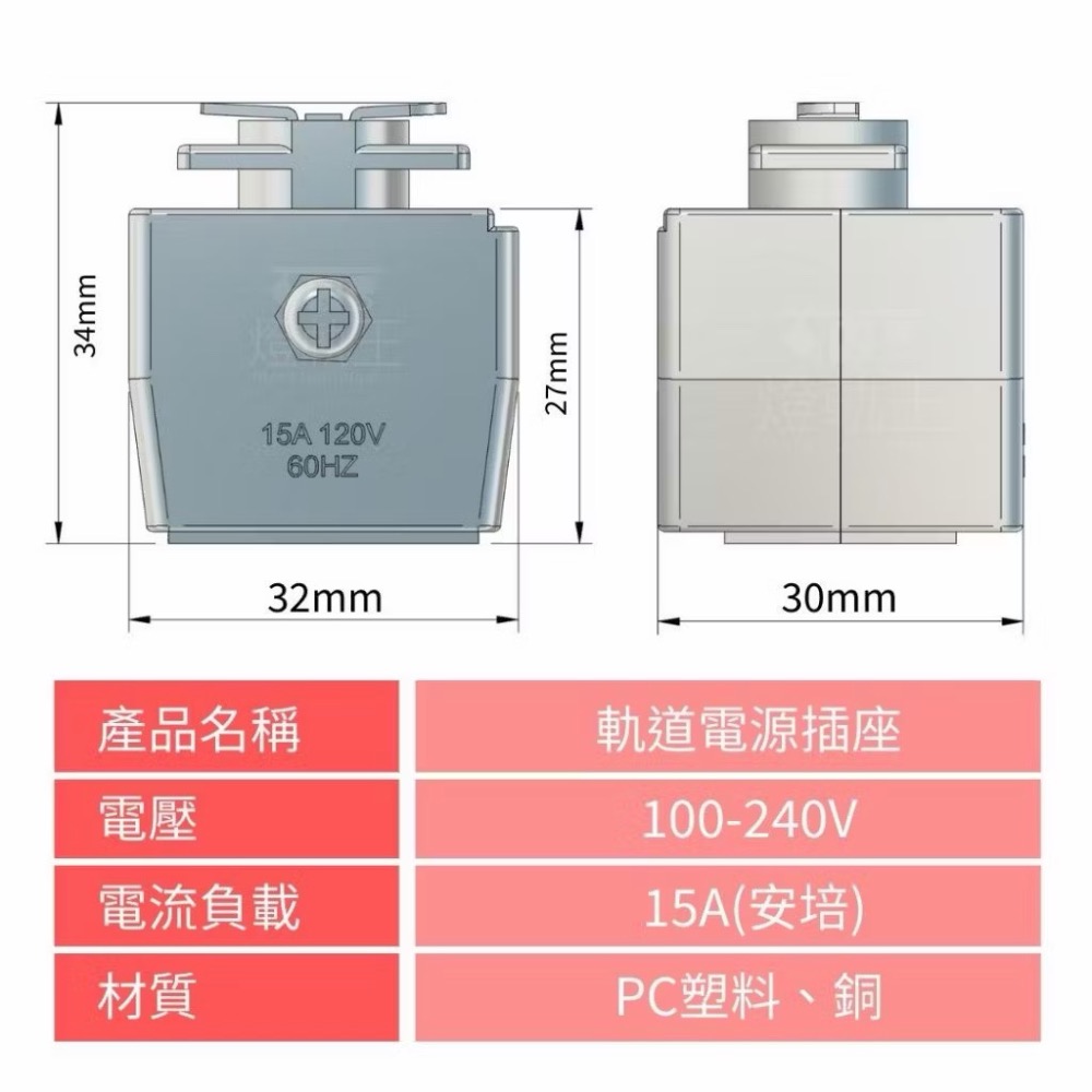🔌LED 軌道燈 電源插座🔌可轉接軌道燈電源給電器使用 15安培負載-細節圖4