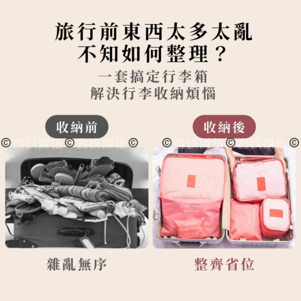 旅行收納6件組 韓版 旅行收納袋 衣物收納袋《1985life 生活》旅遊收納 行李箱收納 六件組 衣物 整理 整理包-細節圖5