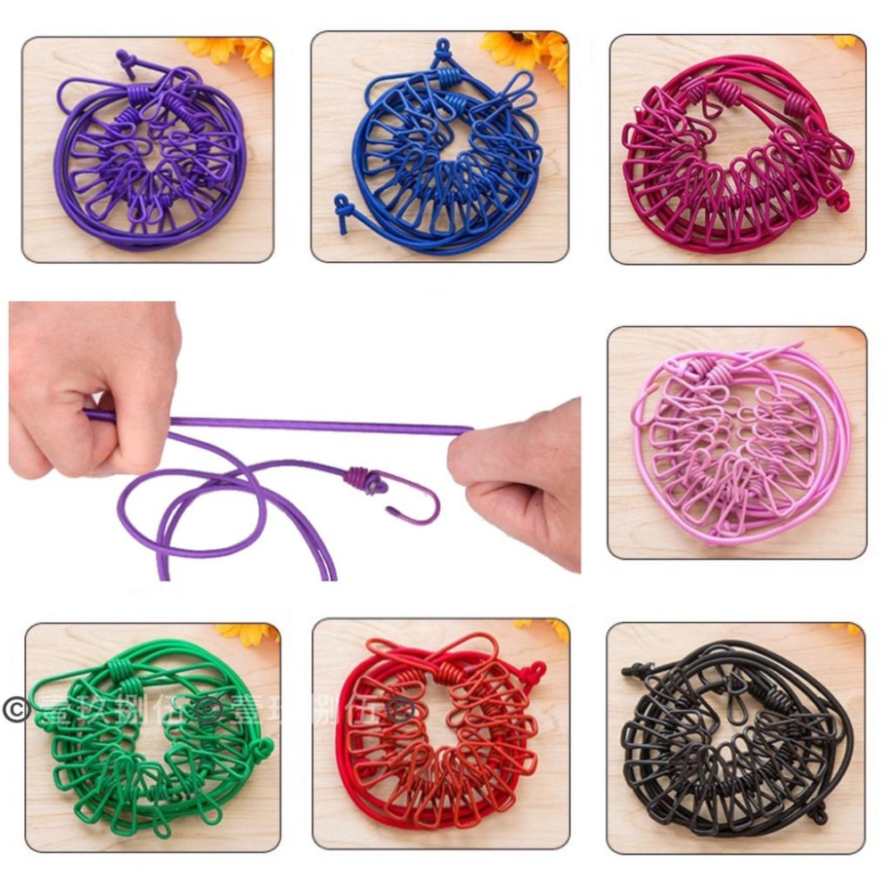 曬衣繩 彈力曬衣繩 旅行 帶夾 露營《1985life 生活》方便攜帶 附夾曬衣繩 出國 曬衣 曬衣夾 衣架 衣夾 繩子-細節圖9