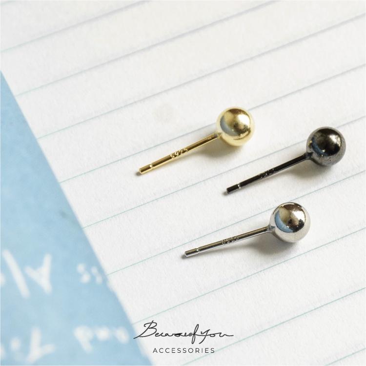 〈Because of You〉925純銀 圓球耳環 圓珠耳針 豆豆 銀珠 圓形 純銀耳釘耳棒 抗過敏養耳洞 時尚男女-細節圖7