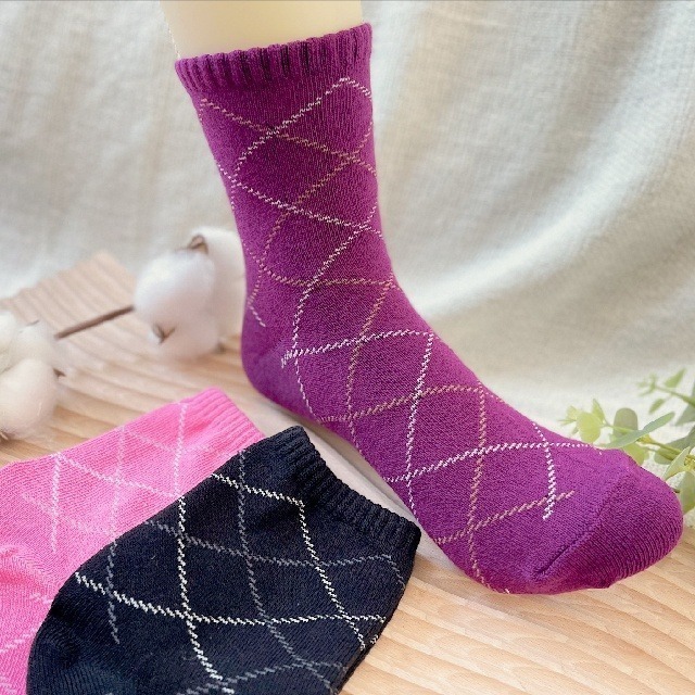 👍凱美棉襪業｜MIT台灣製 大童純棉菱格紋女襪 18-22cm 凱美棉業-細節圖9
