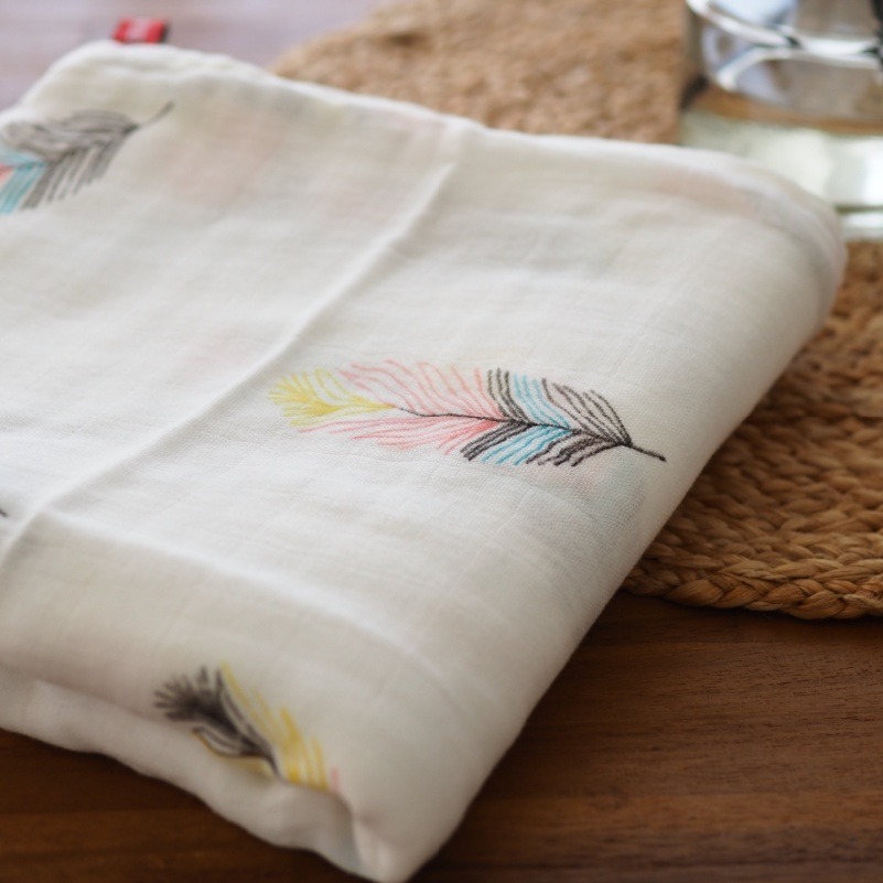 👍凱美棉業｜混紡竹纖蠶絲紗 嬰兒紗布包巾  適用薄被/擦澡巾/童巾 90*90尺寸-細節圖6