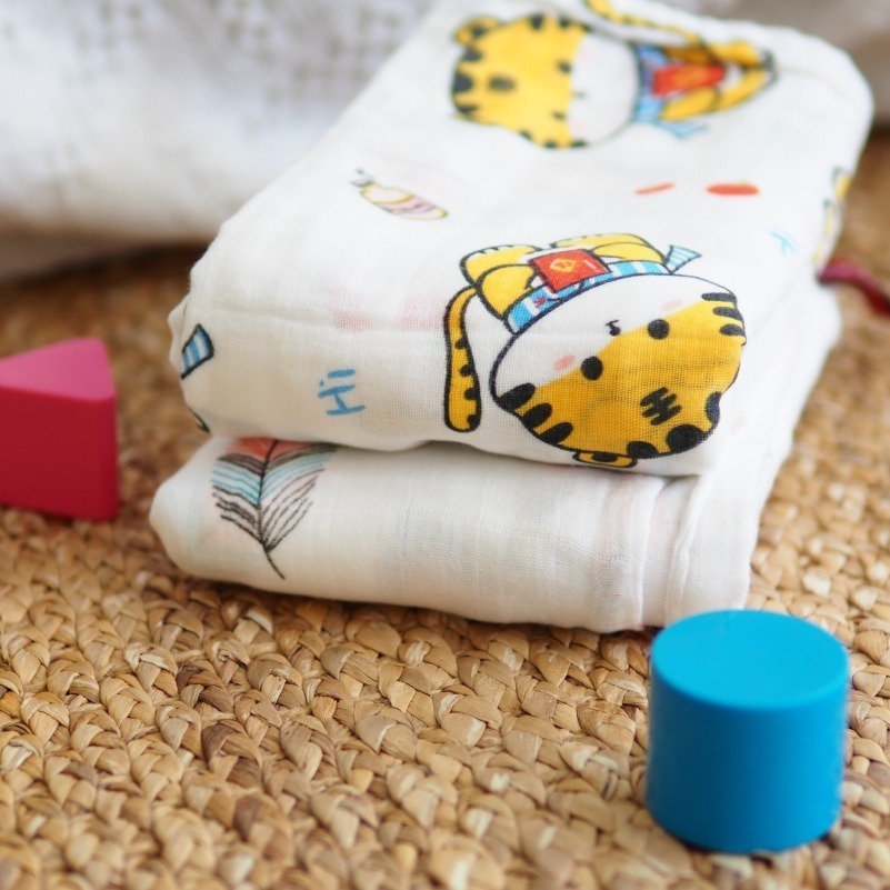 👍凱美棉業｜混紡竹纖蠶絲紗 嬰兒紗布包巾  適用薄被/擦澡巾/童巾 90*90尺寸-細節圖7