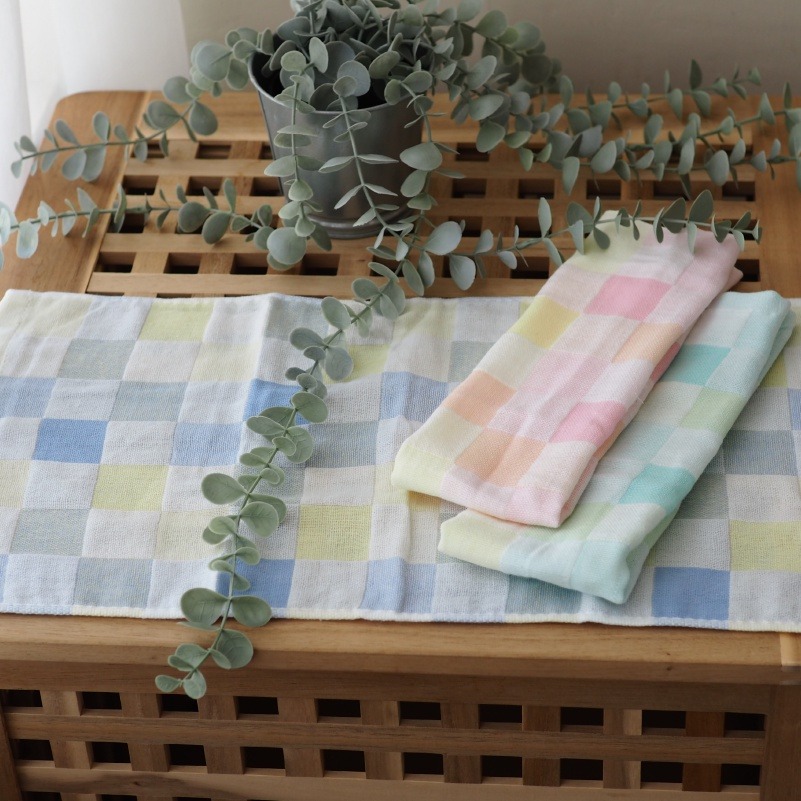 👍凱美棉業｜純棉彩格雙層紗布童巾 適用新生兒洗臉巾/嬰兒毛巾 凱美棉業-細節圖5