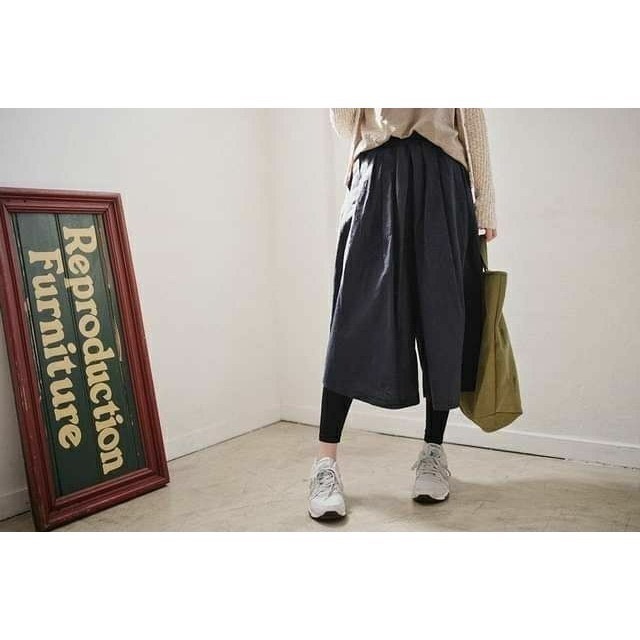 👍凱美棉業｜頂級 棉麻休閒復古寬鬆七分褲裙-細節圖7