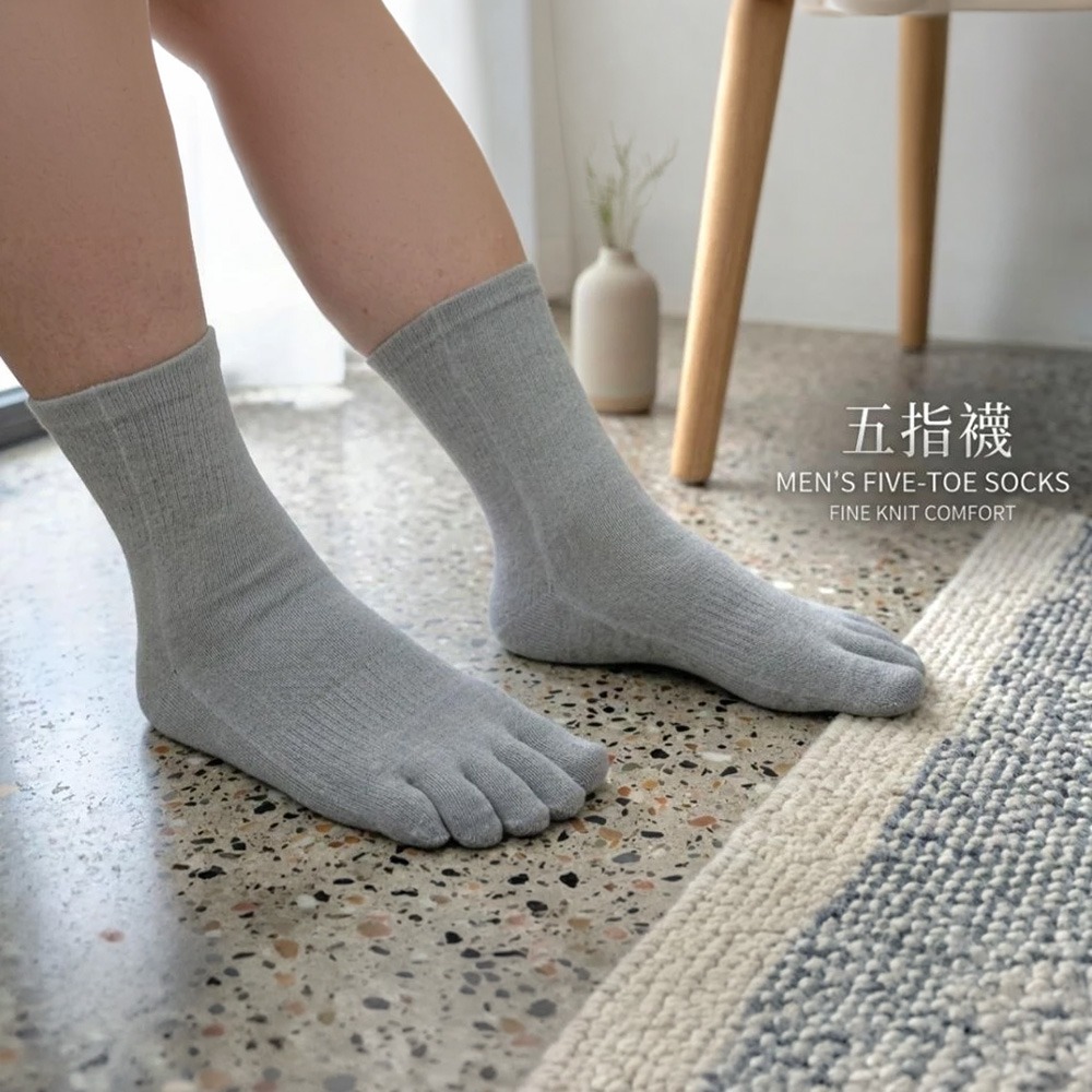 凱美棉業｜MIT台灣製 頂級純棉奈米竹炭五趾襪-細節圖6
