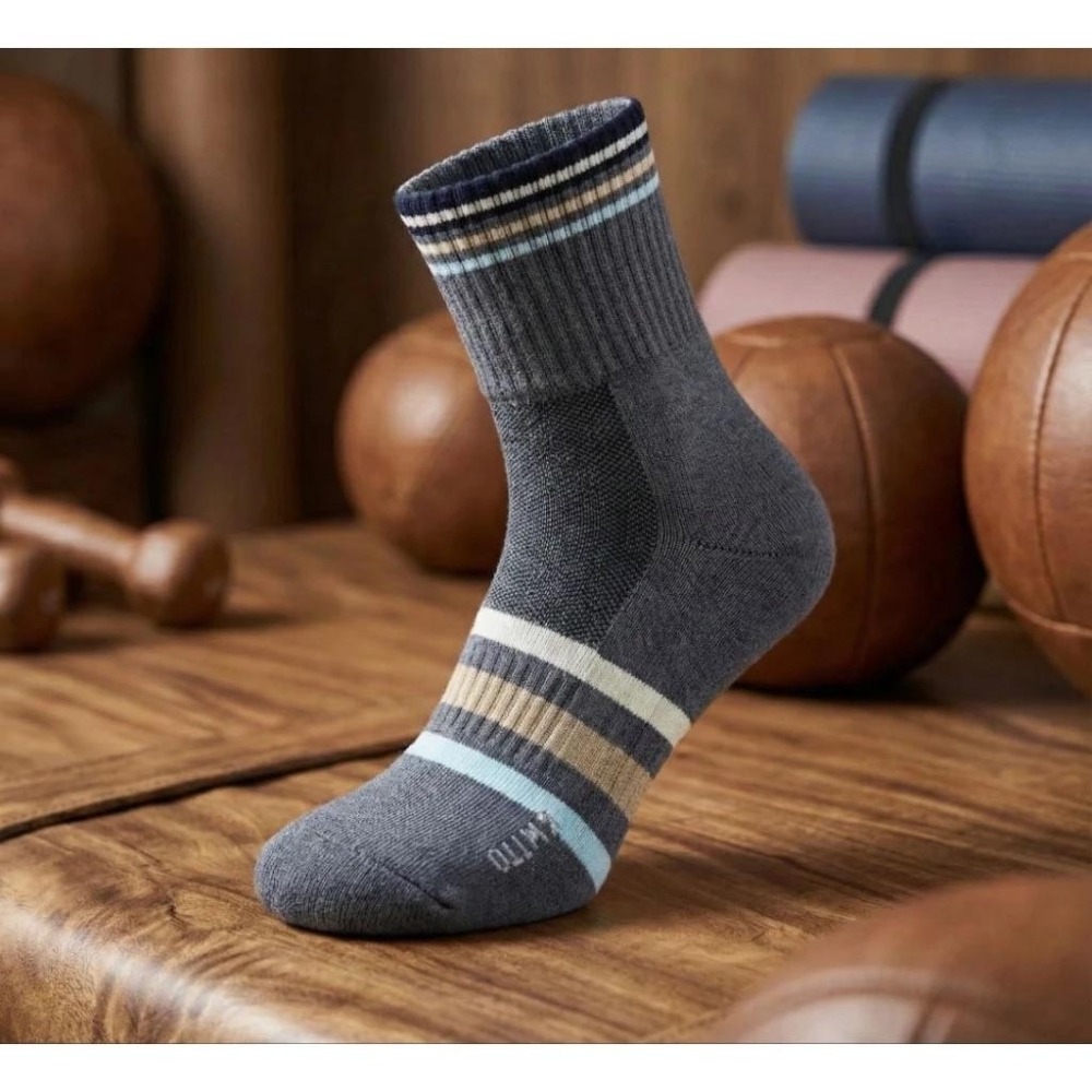 👍凱美棉襪業｜MIT台灣製造 高品質純棉運動氣墊襪 直條造型款 凱美棉業-細節圖6