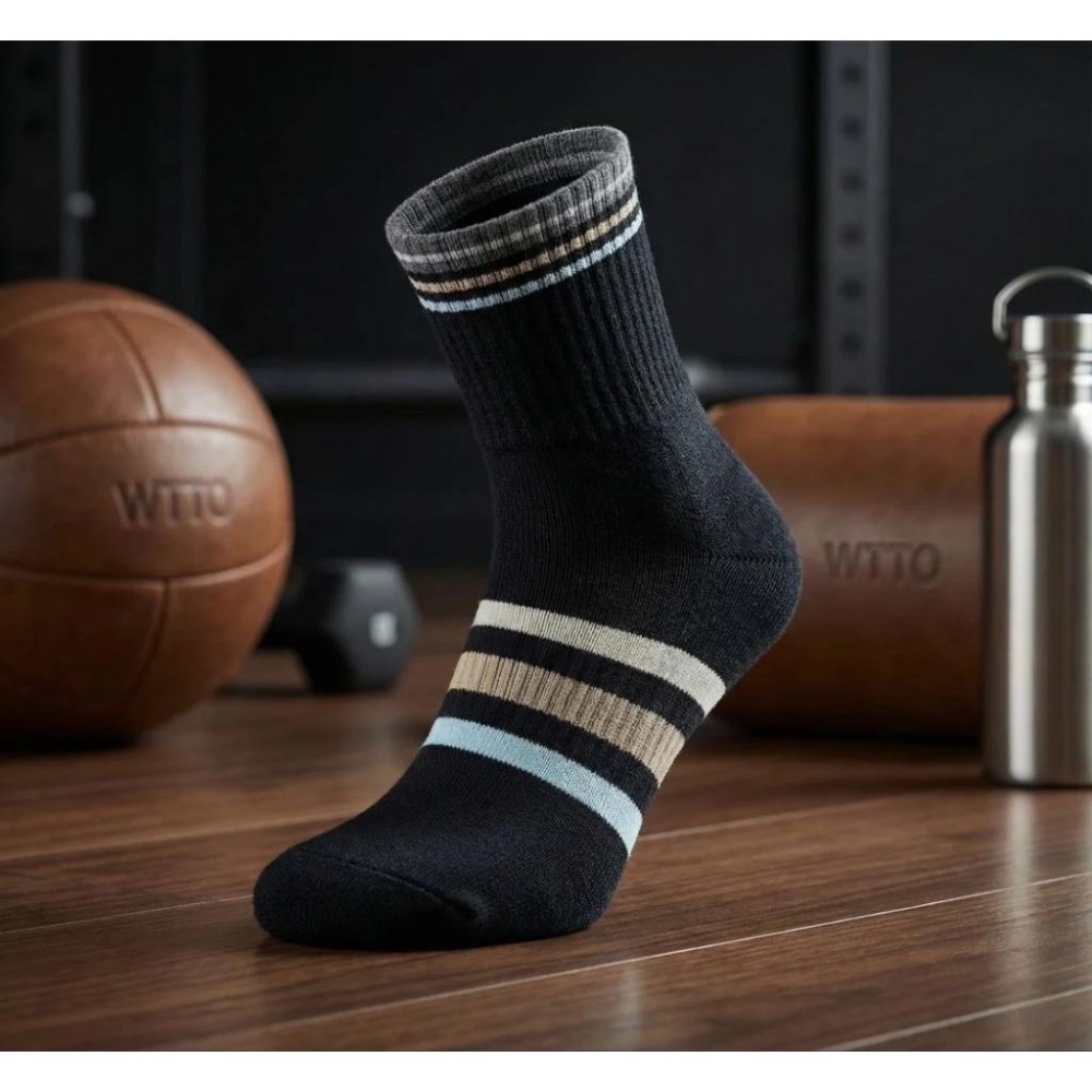 👍凱美棉襪業｜MIT台灣製造 高品質純棉運動氣墊襪 直條造型款 凱美棉業-規格圖8