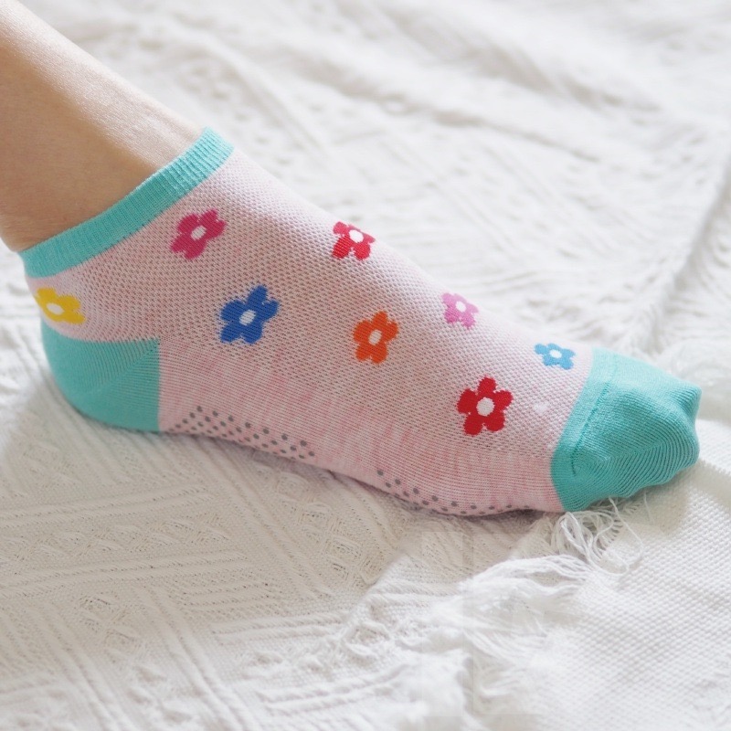 👍凱美棉業｜MIT台灣製 40支精梳棉止滑兒童短襪 小花款-細節圖4