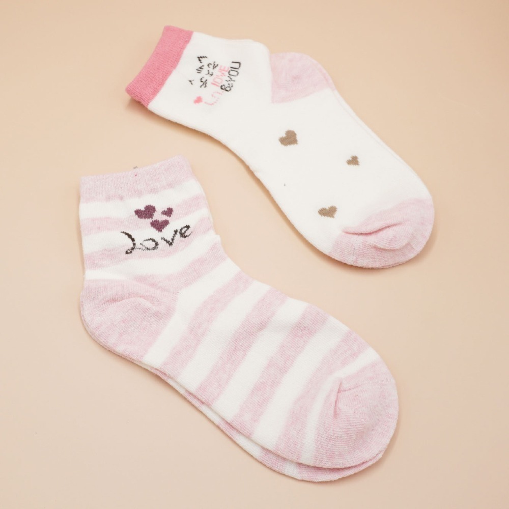 👍凱美棉業｜MIT台灣製 純棉舒適造型大童襪 粉系愛心款 18-22cm-細節圖9