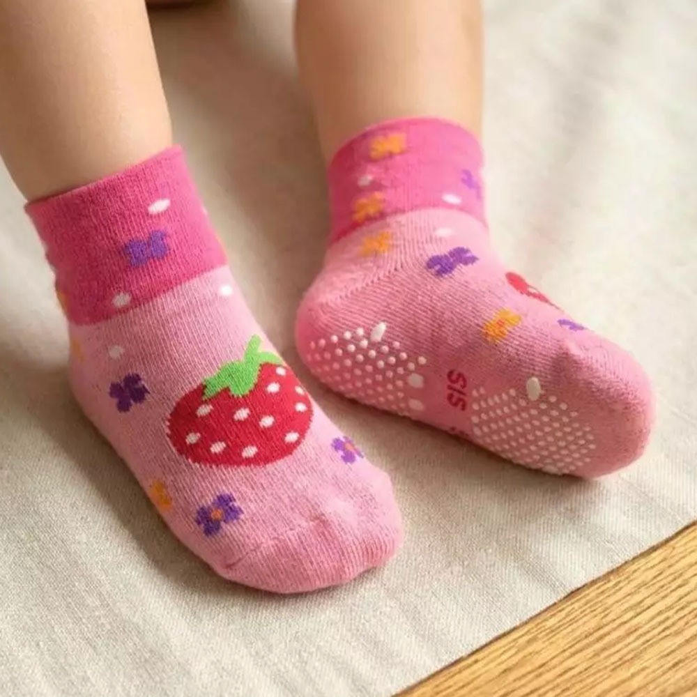 凱美棉業｜ MIT台灣製 嬰幼兒純棉防滑鬆口不勒腳 寶寶棉襪 草莓寶貝款 1-3歲-細節圖5