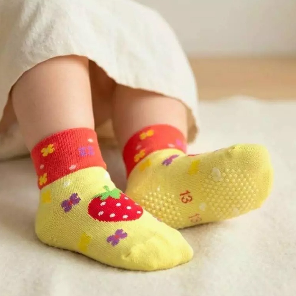 凱美棉業｜ MIT台灣製 嬰幼兒純棉防滑鬆口不勒腳 寶寶棉襪 草莓寶貝款 1-3歲-細節圖7