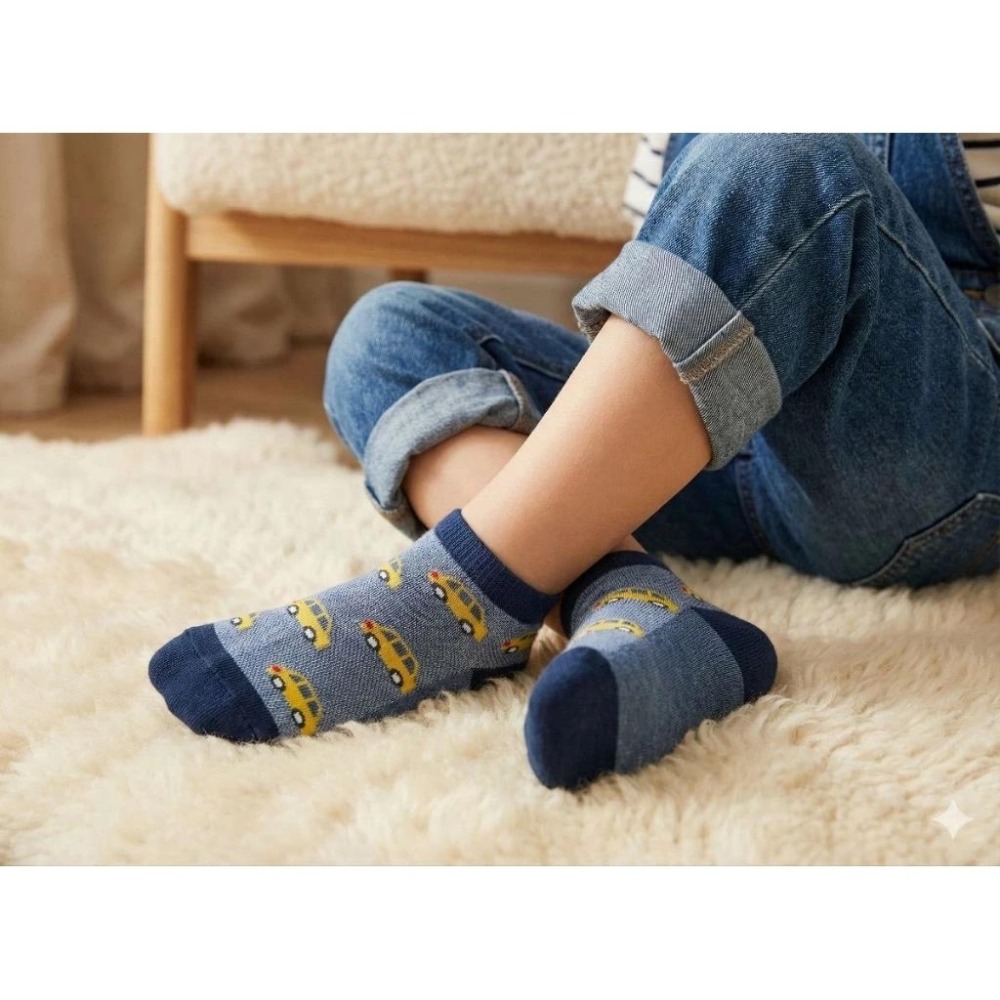 👍凱美棉襪業｜MIT台灣製 純綿細針兒童短襪 滿版汽車、兔兔圖案-細節圖8