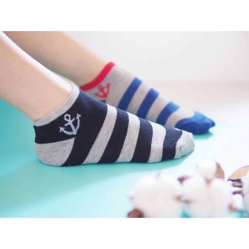 👍凱美棉業｜12雙組隨機出色 MIT台灣製 純棉船型童襪 船錨造型款 17-21CM-細節圖4