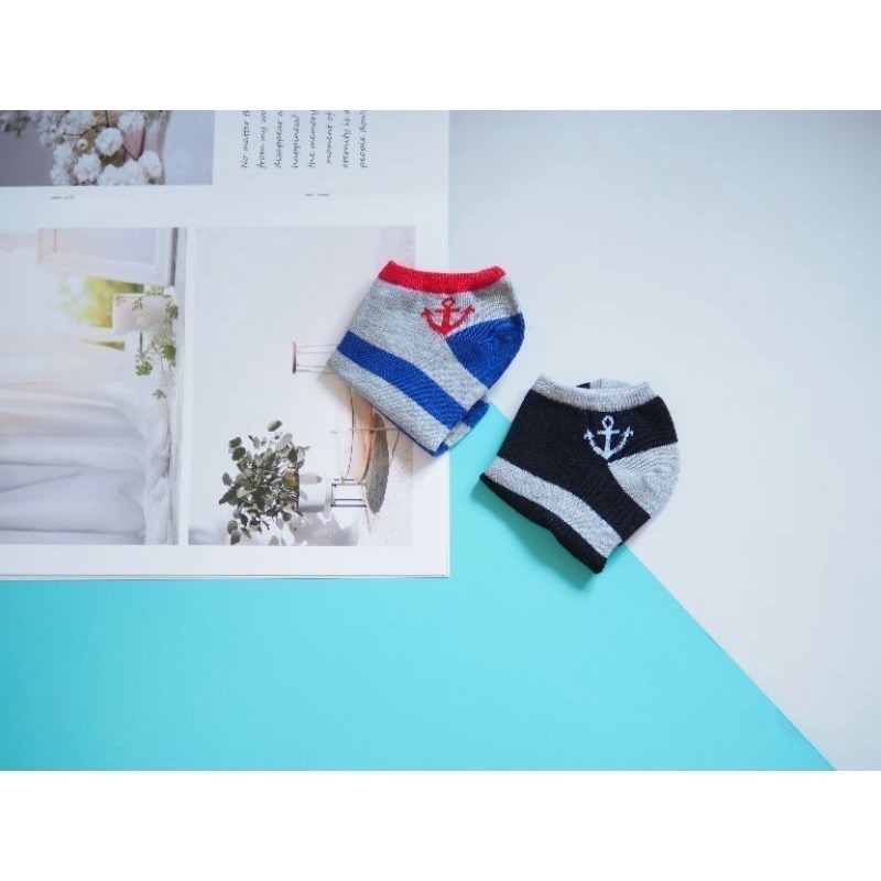 👍凱美棉業｜12雙組隨機出色 MIT台灣製 純棉船型童襪 船錨造型款 17-21CM-細節圖7