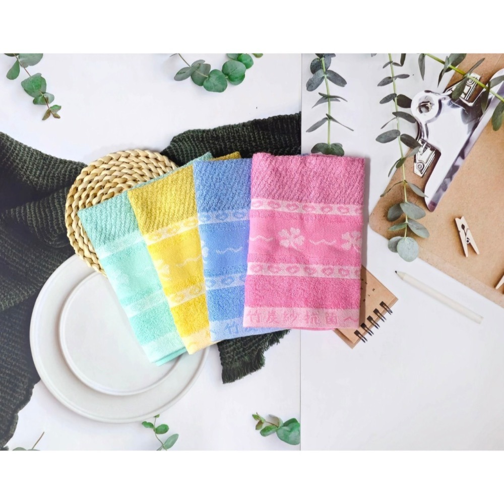 👍凱美棉業｜MIT台灣製  頂級厚實抗菌除臭竹炭方巾-幸運草款-細節圖5