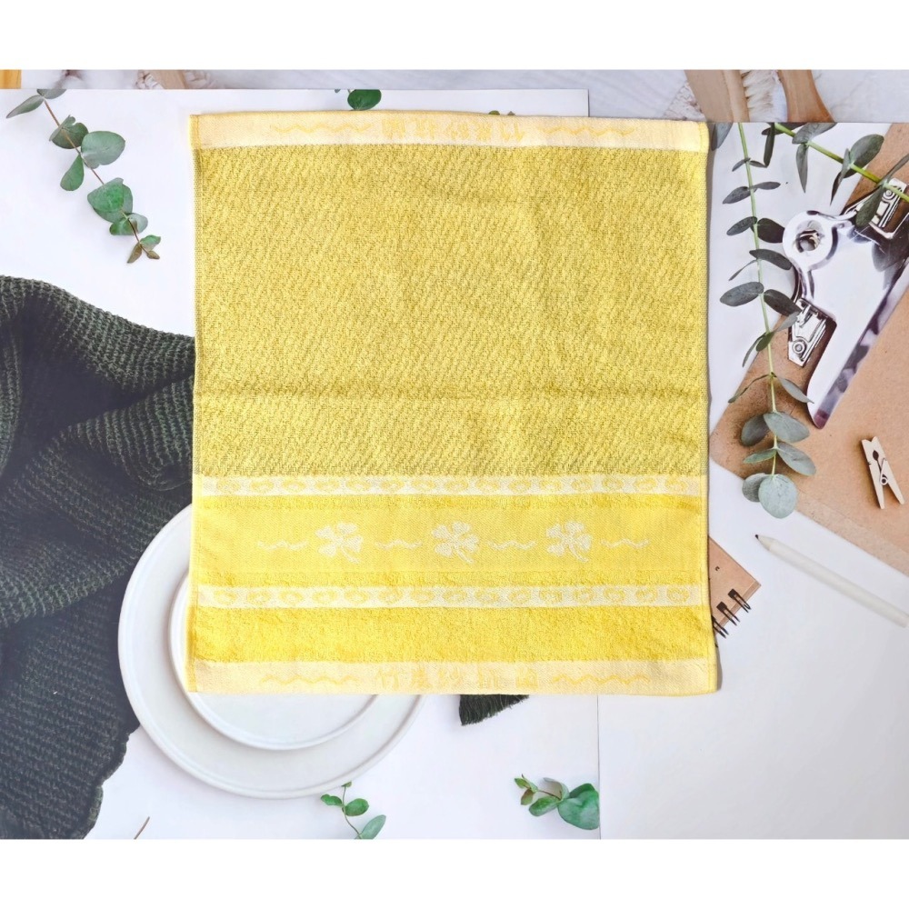 👍凱美棉業｜MIT台灣製  頂級厚實抗菌除臭竹炭方巾-幸運草款-細節圖7