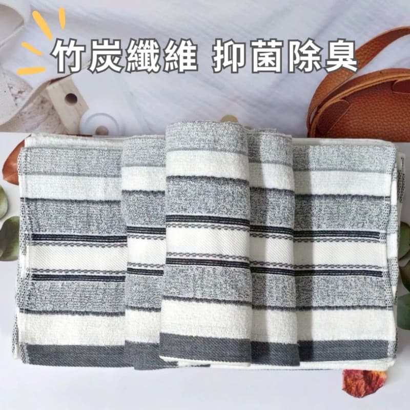 👍凱美棉業｜MIT台灣製 抗菌防臭 22兩厚實柔軟純棉竹炭毛巾 12入組-細節圖2