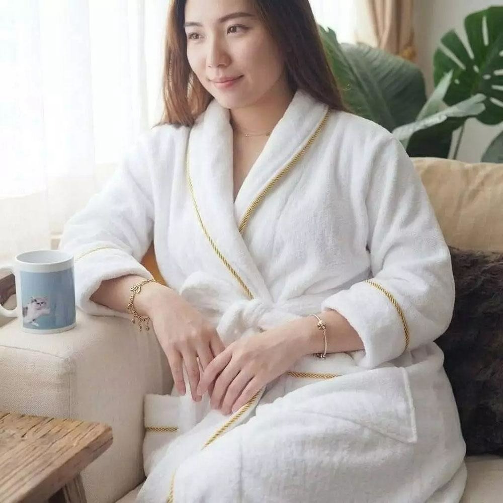 凱美棉業 台灣製造 五星級精選厚磅浴袍 吸水透氣 飯店風情侶睡袍 居家情侶款 抽繩綁帶 浴巾衣 吸水睡袍-細節圖3