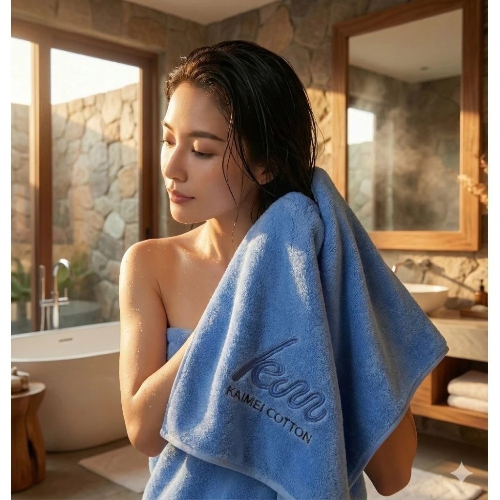 凱美棉業｜ LOGO設計款 開纖紗厚實超吸水浴巾-細節圖6