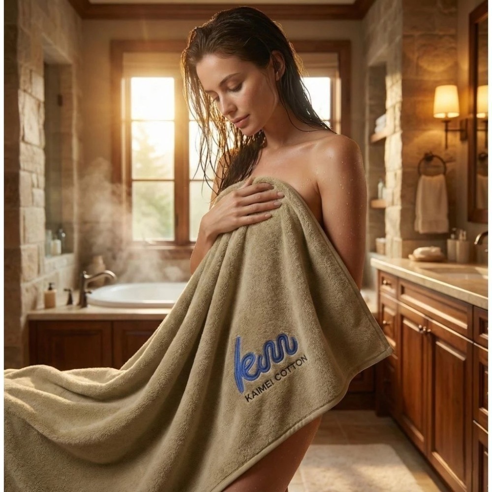 凱美棉業｜ LOGO設計款 開纖紗厚實超吸水浴巾-細節圖7