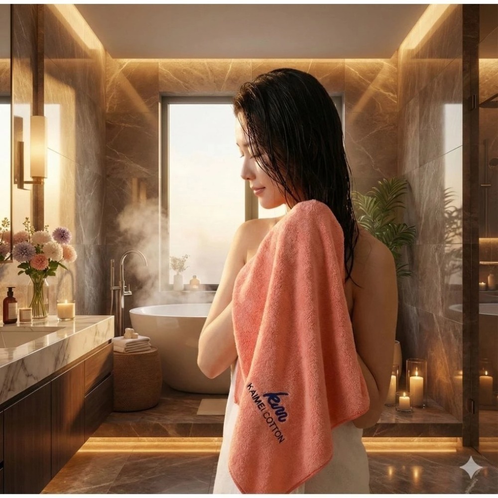 凱美棉業｜LOGO設計款 開纖紗超厚實柔軟強力吸水毛巾/擦髮巾-細節圖7