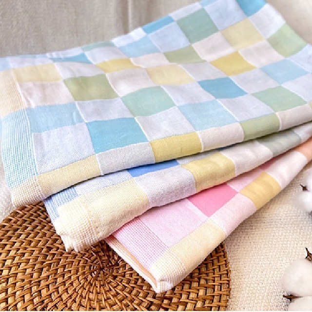 👍凱美棉業｜純棉超柔順 頂級彩格紗布浴巾 70x140cm-細節圖6