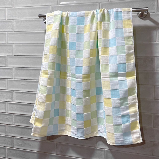 👍凱美棉業｜純棉超柔順 頂級彩格紗布浴巾 70x140cm-細節圖8