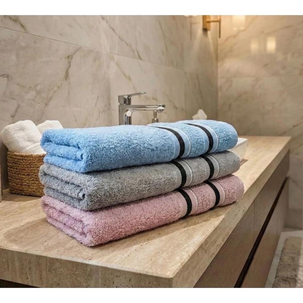 👍凱美浴巾｜ MIT台灣製 深色黑邊條紋浴巾 頂級12兩超厚實 純棉緞檔設計-細節圖3