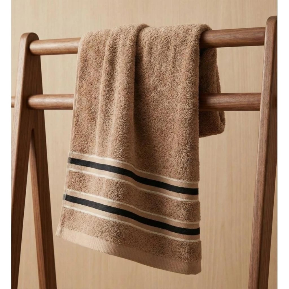 👍凱美浴巾｜ MIT台灣製 深色黑邊條紋浴巾 頂級12兩超厚實 純棉緞檔設計-細節圖6